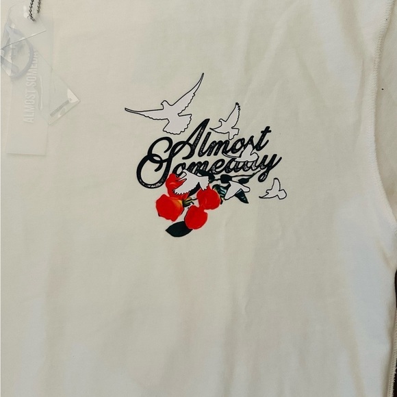 Almost Someday Distressed Purgatory Short Sleeve Tee-Shirt, Cream, Size L, NWT - Picture 5 of 12